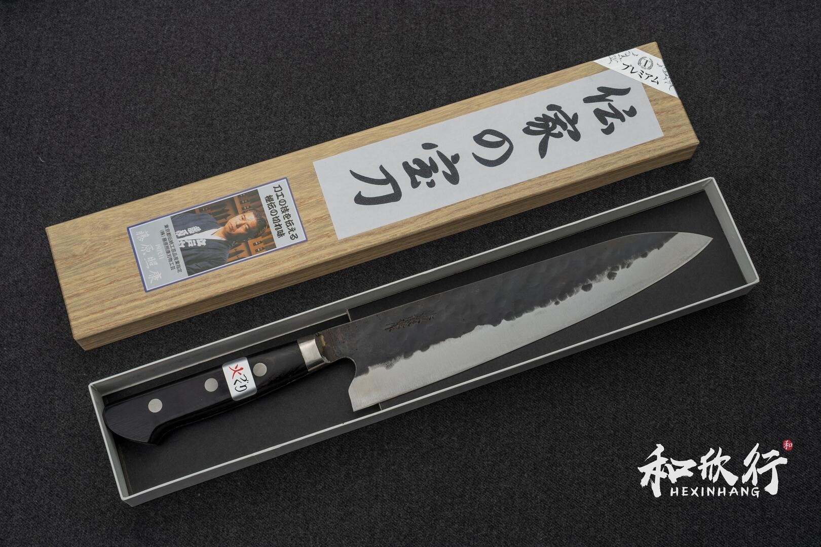 藤原照康作Fujiwara Teruyasu｜「傳家寶刀」超青鋼黑打梨地槌目和牛刀